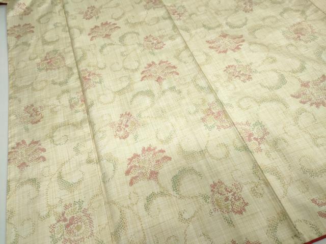 平和屋着物●上質な紬　更紗花唐草文　正絹　逸品　DAAY5676ud
