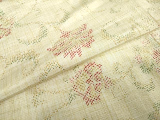平和屋着物●上質な紬　更紗花唐草文　正絹　逸品　DAAY5676ud