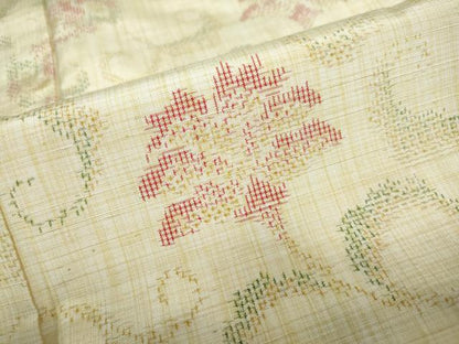 平和屋着物●上質な紬　更紗花唐草文　正絹　逸品　DAAY5676ud