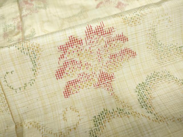 平和屋着物●上質な紬　更紗花唐草文　正絹　逸品　DAAY5676ud