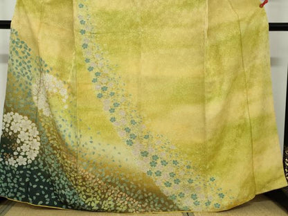 平和屋着物●訪問着 駒刺繍 朧染 舞桜文 暈し染め 金彩 銀通し地 正絹 逸品 DAAY5687ud