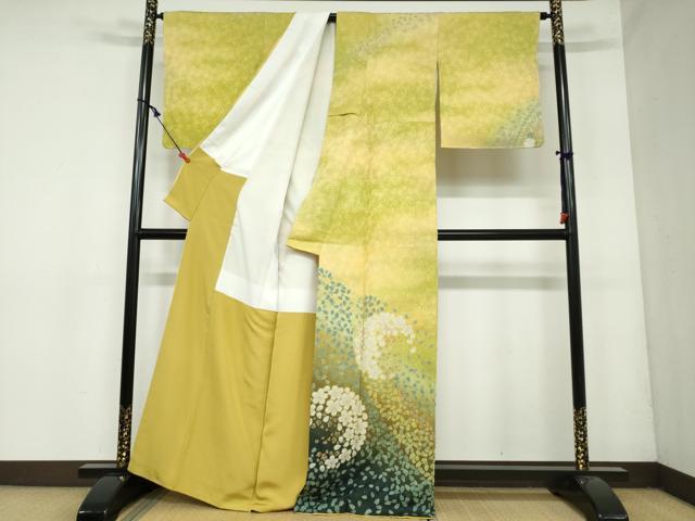 平和屋着物●訪問着 駒刺繍 朧染 舞桜文 暈し染め 金彩 銀通し地 正絹 逸品 DAAY5687ud