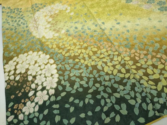 平和屋着物●訪問着 駒刺繍 朧染 舞桜文 暈し染め 金彩 銀通し地 正絹 逸品 DAAY5687ud