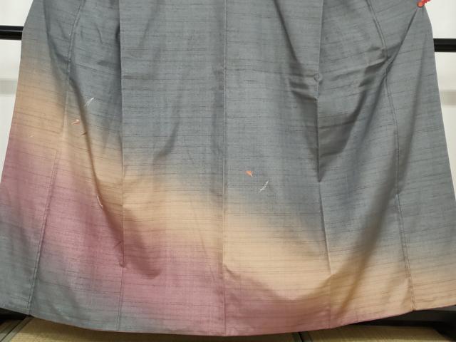 平和屋着物●訪問着　紬地　総刺繍　敷松葉文　正絹　逸品　DAAY5698ud