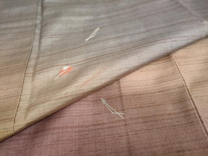 平和屋着物●訪問着　紬地　総刺繍　敷松葉文　正絹　逸品　DAAY5698ud