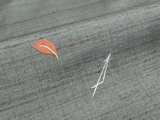 平和屋着物●訪問着　紬地　総刺繍　敷松葉文　正絹　逸品　DAAY5698ud