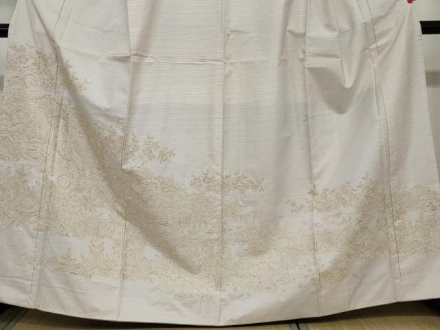 平和屋着物●中国三大刺繍 スワトウ刺繍 総刺繍 訪問着 本場大島紬 80亀甲 白大島 草花文 証紙付き 正絹 逸品 DAAY5699ud