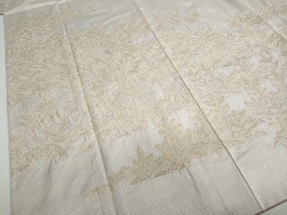 平和屋着物●中国三大刺繍 スワトウ刺繍 総刺繍 訪問着 本場大島紬 80亀甲 白大島 草花文 証紙付き 正絹 逸品 DAAY5699ud
