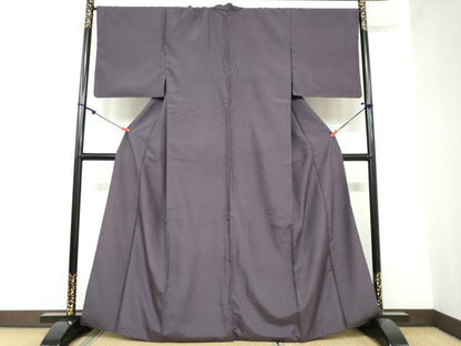 平和屋着物●結城紬　紅消鼠色　正絹　逸品　DAAY5700ud
