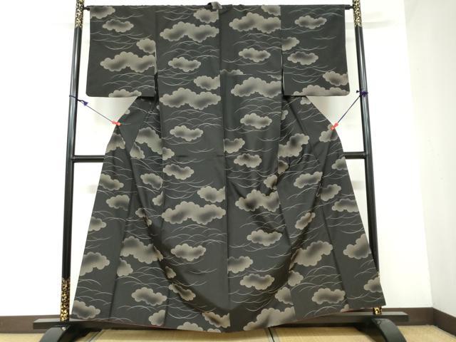 平和屋着物●本場染大島紬　雲取芝文　正絹　逸品　DAAY5708ud