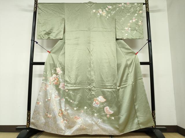 平和屋着物●創業460年・千總 訪問着 駒刺繍 草花文 暈し染め 金銀彩 三越扱い 正絹 逸品 未使用 DAAY5722ud