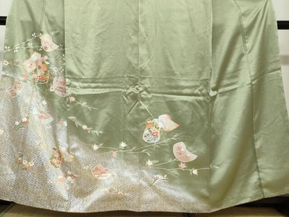 平和屋着物●創業460年・千總 訪問着 駒刺繍 草花文 暈し染め 金銀彩 三越扱い 正絹 逸品 未使用 DAAY5722ud
