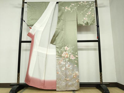 平和屋着物●創業460年・千總 訪問着 駒刺繍 草花文 暈し染め 金銀彩 三越扱い 正絹 逸品 未使用 DAAY5722ud