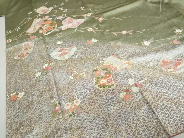 平和屋着物●創業460年・千總 訪問着 駒刺繍 草花文 暈し染め 金銀彩 三越扱い 正絹 逸品 未使用 DAAY5722ud
