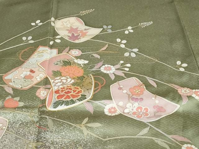 平和屋着物●創業460年・千總 訪問着 駒刺繍 草花文 暈し染め 金銀彩 三越扱い 正絹 逸品 未使用 DAAY5722ud