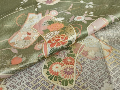 平和屋着物●創業460年・千總 訪問着 駒刺繍 草花文 暈し染め 金銀彩 三越扱い 正絹 逸品 未使用 DAAY5722ud