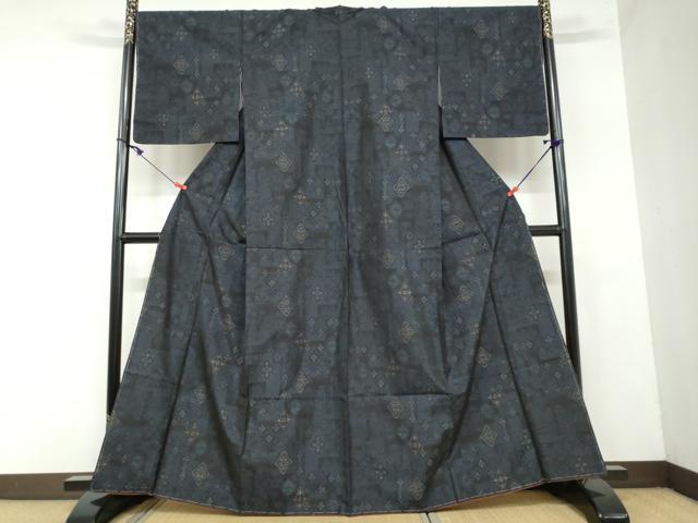 平和屋着物●本場大島紬 アンサンブル 抽象文様 正絹 逸品 未使用 DAAY5733ud