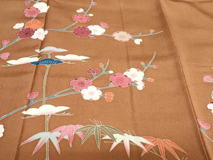 平和屋着物●訪問着　友禅　作家物　草花文　正絹　逸品　DAAY5740ud