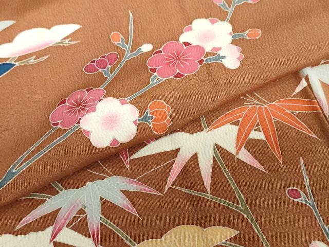 平和屋着物●訪問着　友禅　作家物　草花文　正絹　逸品　DAAY5740ud