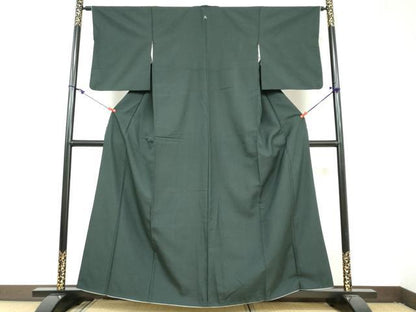 平和屋着物●上質なお召 色無地 百入茶色 正絹 逸品 DAAY5763ud