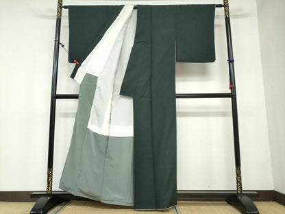 平和屋着物●上質なお召 色無地 百入茶色 正絹 逸品 DAAY5763ud