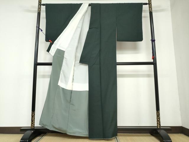 平和屋着物●上質なお召 色無地 百入茶色 正絹 逸品 DAAY5763ud
