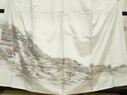 平和屋着物●本場染大島紬　訪問着　樹林風景文　正絹　逸品　DAAY5766ud