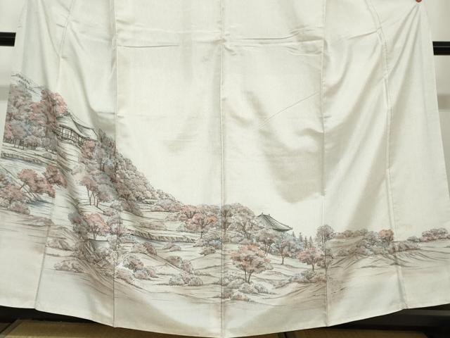 平和屋着物●本場染大島紬　訪問着　樹林風景文　正絹　逸品　DAAY5766ud