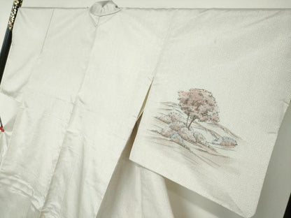 平和屋着物●本場染大島紬　訪問着　樹林風景文　正絹　逸品　DAAY5766ud