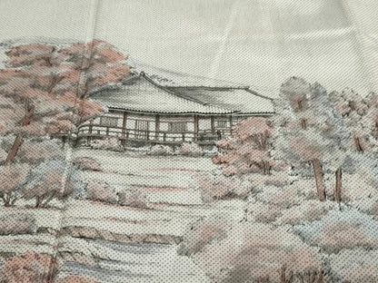 平和屋着物●本場染大島紬　訪問着　樹林風景文　正絹　逸品　DAAY5766ud