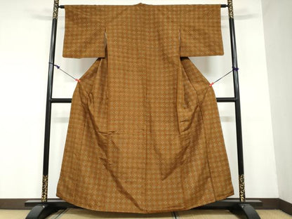 平和屋着物●上質な紬　絣文様　正絹　逸品　DAAY5769ud