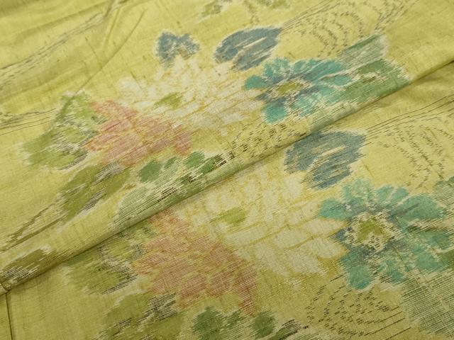 平和屋着物●小千谷紬 流水草花文 正絹 逸品 未使用 DAAY5771ud