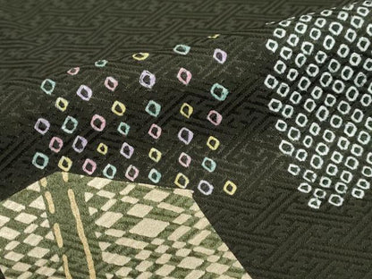 平和屋着物●訪問着 絞り 刺繍 色紙重ね草花文 金彩 正絹 逸品 DAAY5796ud