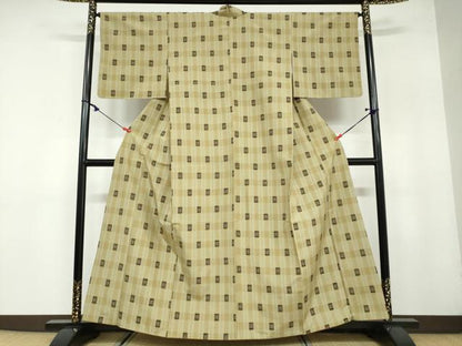 平和屋着物●上質な紬　絣文様　正絹　逸品　DAAY5803ud