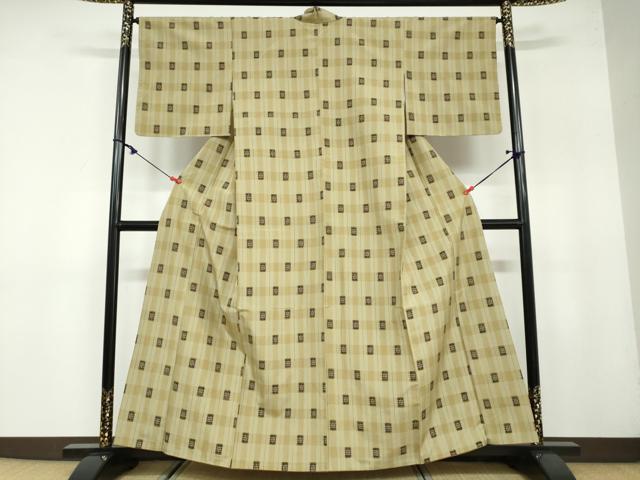 平和屋着物●上質な紬　絣文様　正絹　逸品　DAAY5803ud