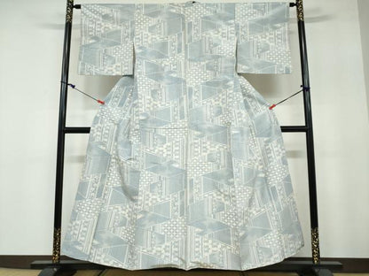 平和屋着物●上質な紬　切嵌吉祥草花文　正絹　逸品　DAAY5807ud