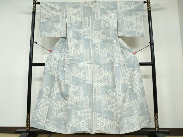 平和屋着物●上質な紬　切嵌吉祥草花文　正絹　逸品　DAAY5807ud