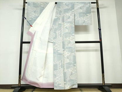 平和屋着物●上質な紬　切嵌吉祥草花文　正絹　逸品　DAAY5807ud