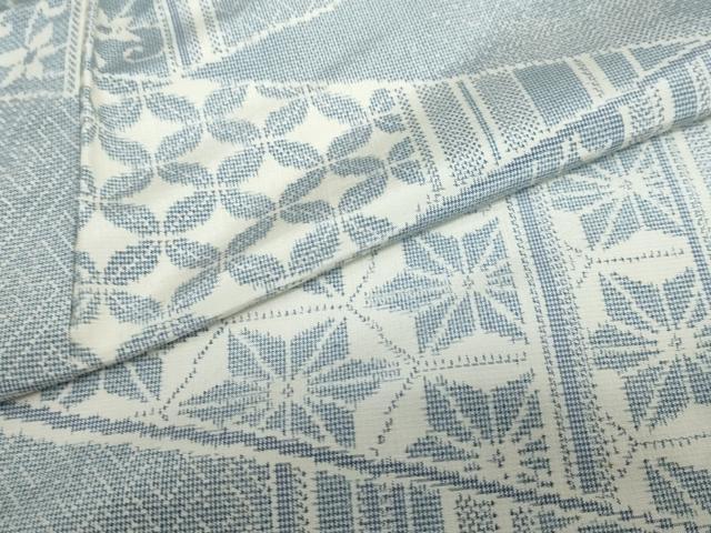 平和屋着物●上質な紬　切嵌吉祥草花文　正絹　逸品　DAAY5807ud