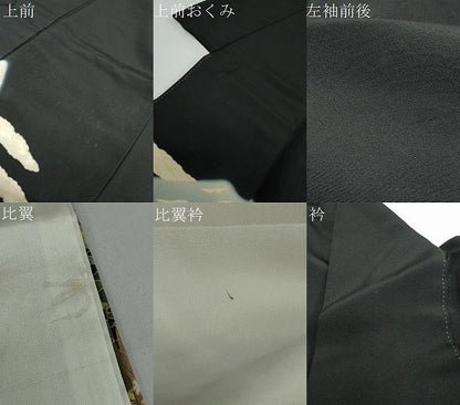 平和屋着物●豪華黒留袖　作家物　草木加賀五彩　遠山群鶴樹林文　正絹　逸品　DAAY5810ud