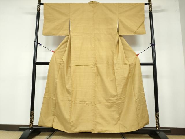 平和屋着物●結城紬　黄橡色　正絹　逸品　DAAY5817ud