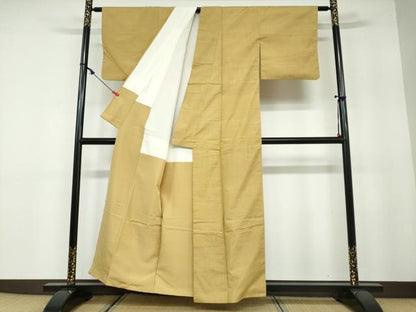 平和屋着物●結城紬　黄橡色　正絹　逸品　DAAY5817ud