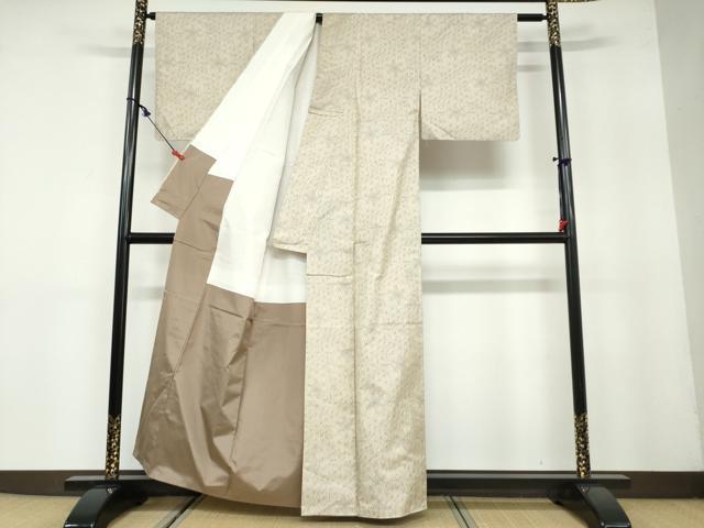 平和屋着物●上質な紬　麻の葉文様　正絹　逸品　DAAY5820ud