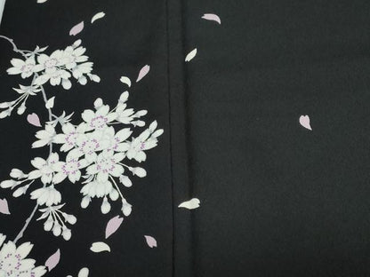 平和屋着物●訪問着 舞桜文 黒地 洗える着物 DAAY5825ud