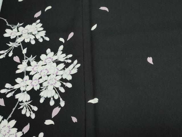平和屋着物●訪問着 舞桜文 黒地 洗える着物 DAAY5825ud