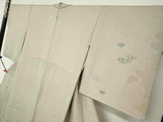 平和屋着物●訪問着　刺繍　扇面文　たたき染　金彩　正絹　逸品　DAAY5849ud