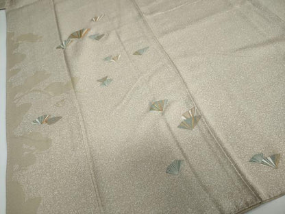 平和屋着物●訪問着　刺繍　扇面文　たたき染　金彩　正絹　逸品　DAAY5849ud
