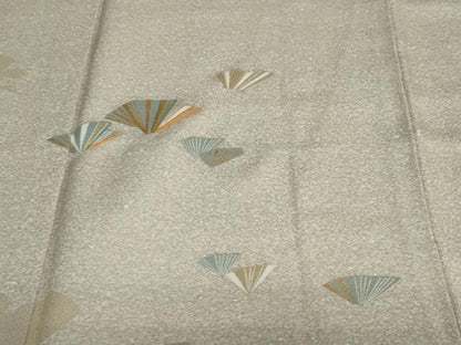 平和屋着物●訪問着　刺繍　扇面文　たたき染　金彩　正絹　逸品　DAAY5849ud