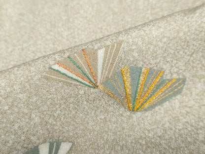平和屋着物●訪問着　刺繍　扇面文　たたき染　金彩　正絹　逸品　DAAY5849ud