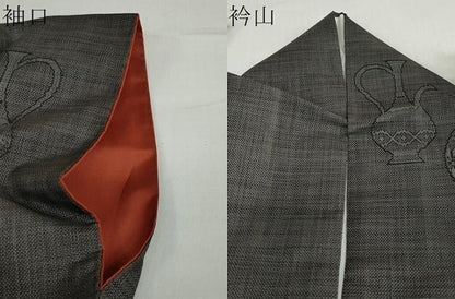 平和屋着物●本場大島紬　9マルキ　陶器草花文　正絹　逸品　DAAY5852ud